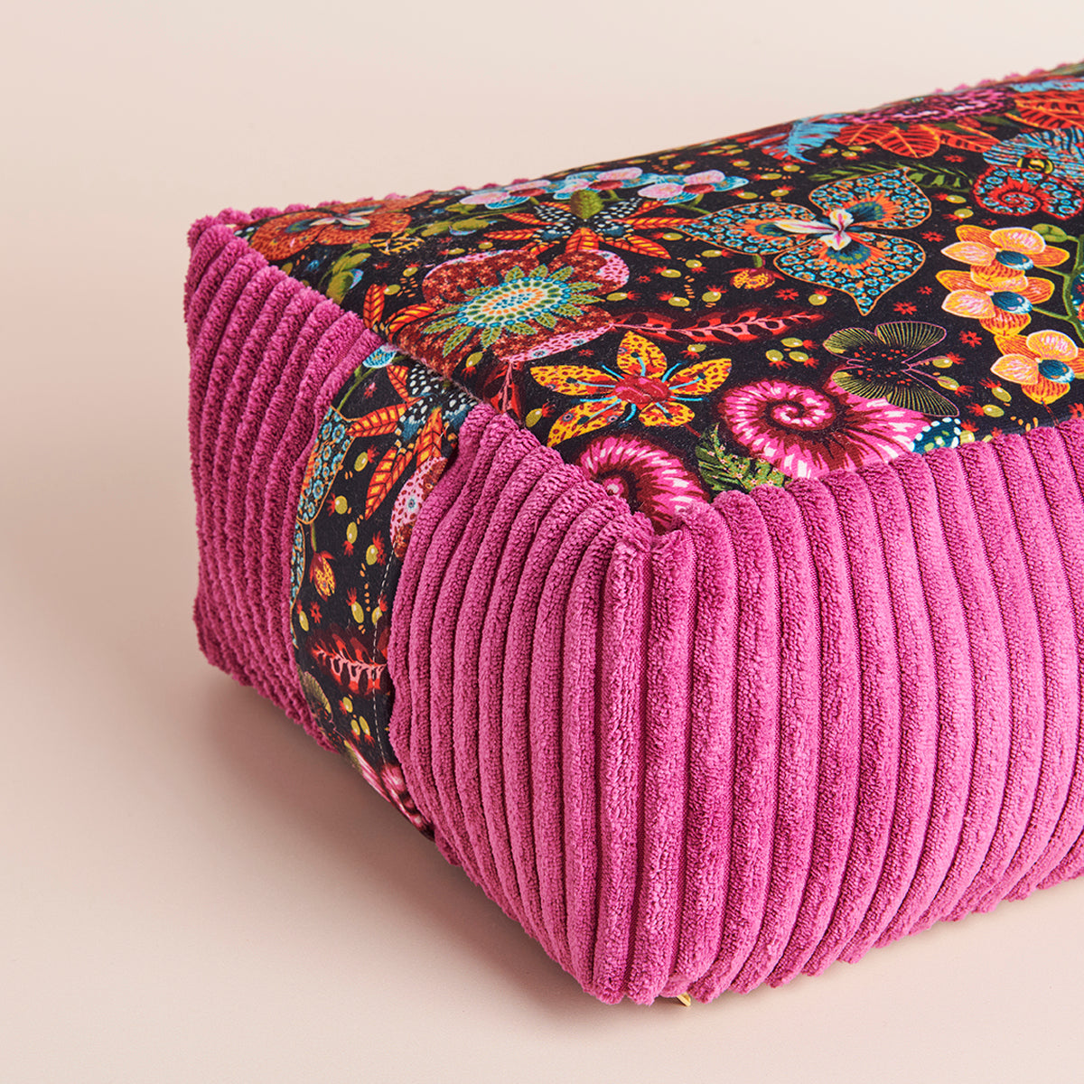 Bolster rectangulaire traversin de yoga orchidées noir