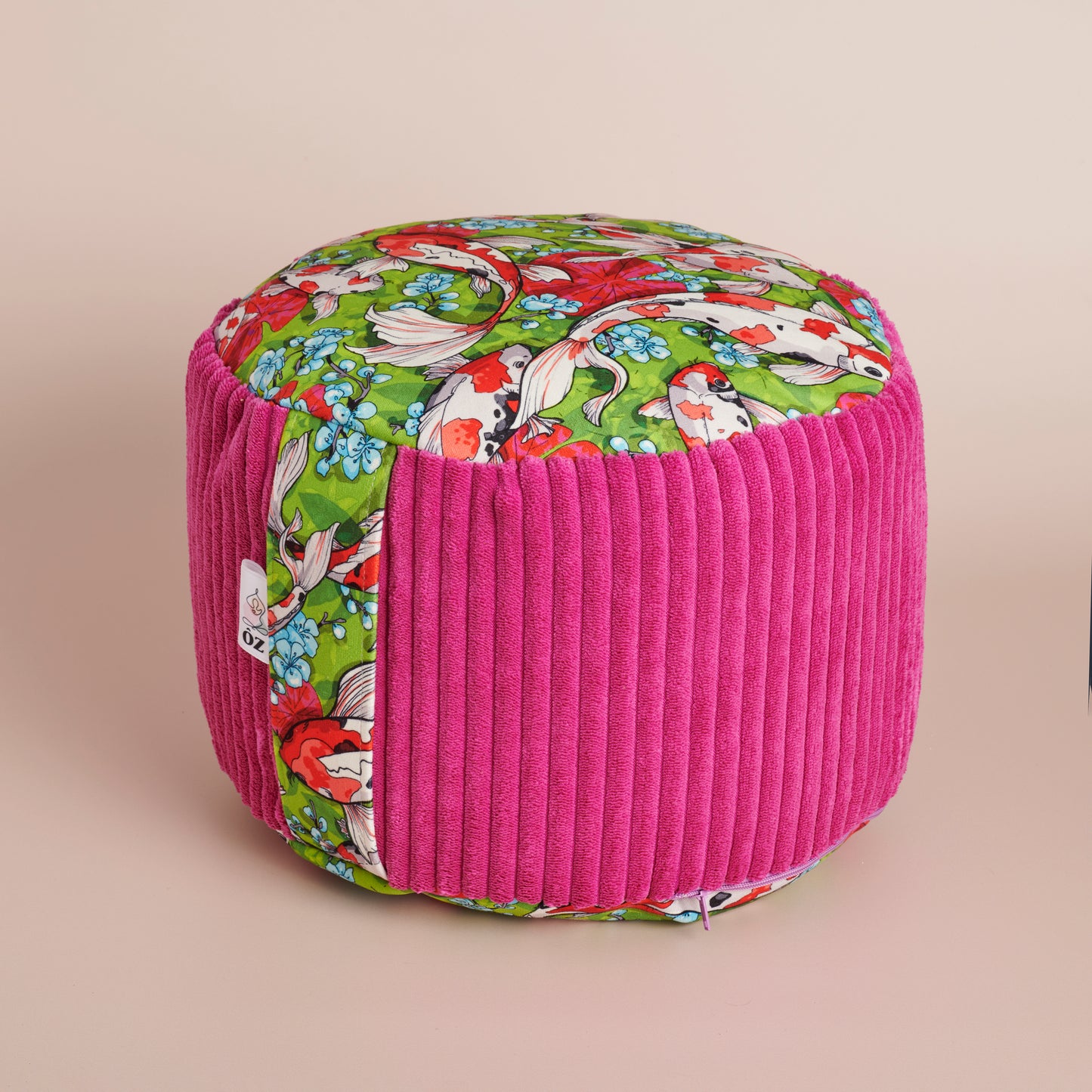 Rondo coussin de méditation haut carpe koï vert